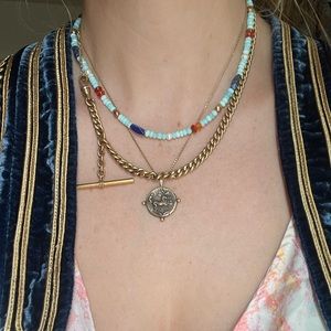 Handmade short layering gemstone necklace.